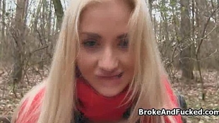 Pounding scorching blond teenage in woods